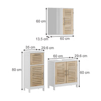 Vicco Set di mobili da bagno 3 pezzi Bianco/quercia 3 parti