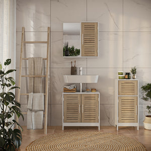 Vicco Set di mobili da bagno 3 pezzi Bianco/quercia 3 parti