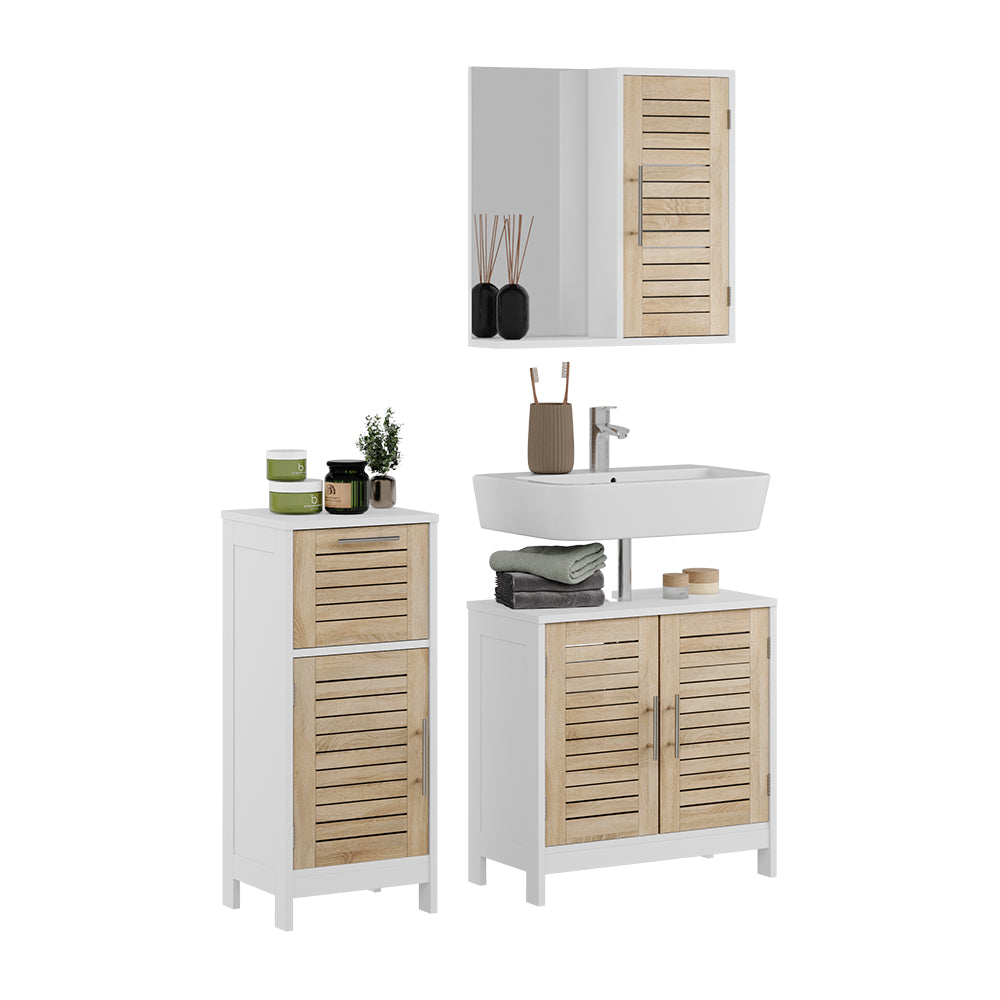 Vicco Set di mobili da bagno 3 pezzi Bianco/quercia 3 parti