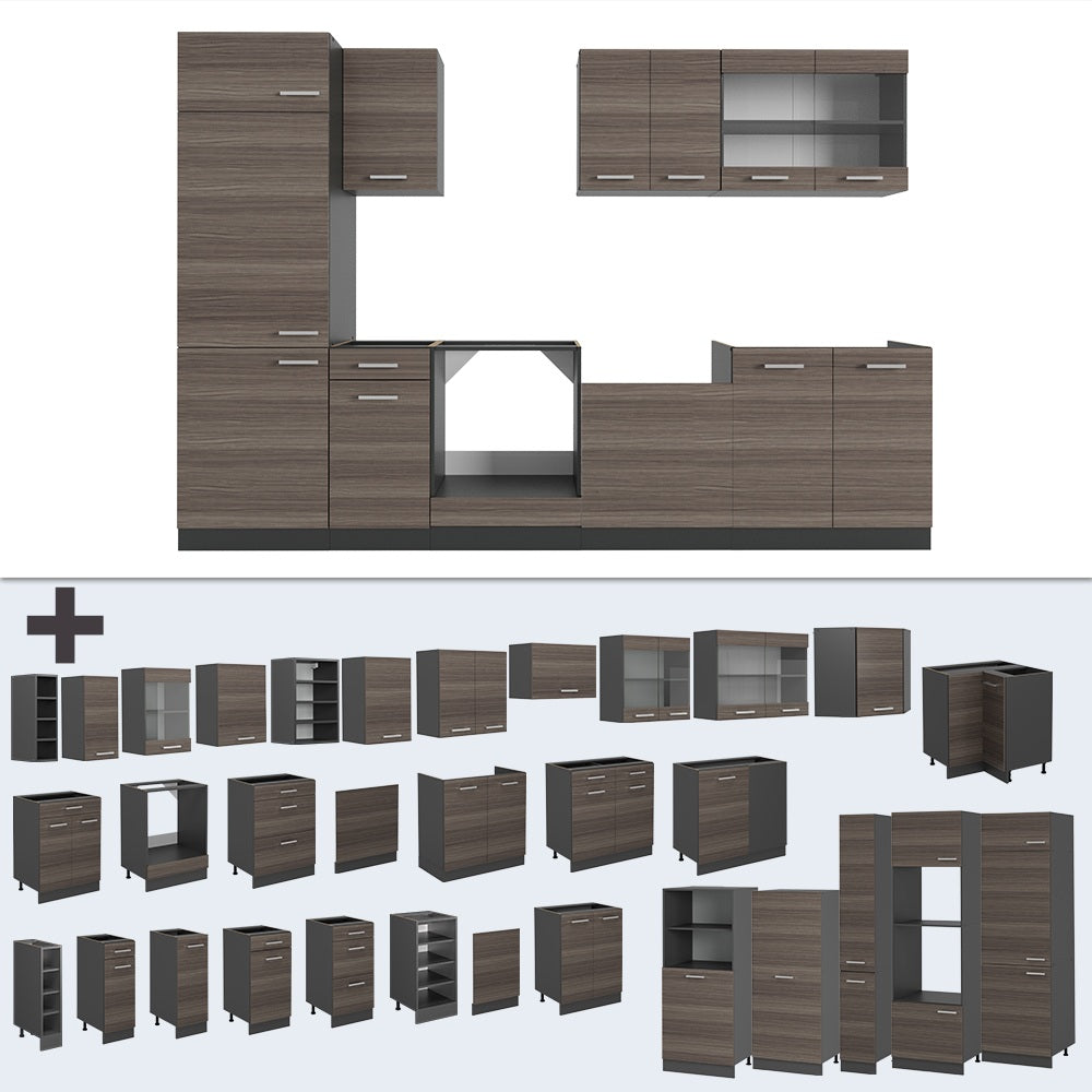 Vicco Cucina componibile Grigio nobile/antracite 300 cm , PL Rovere