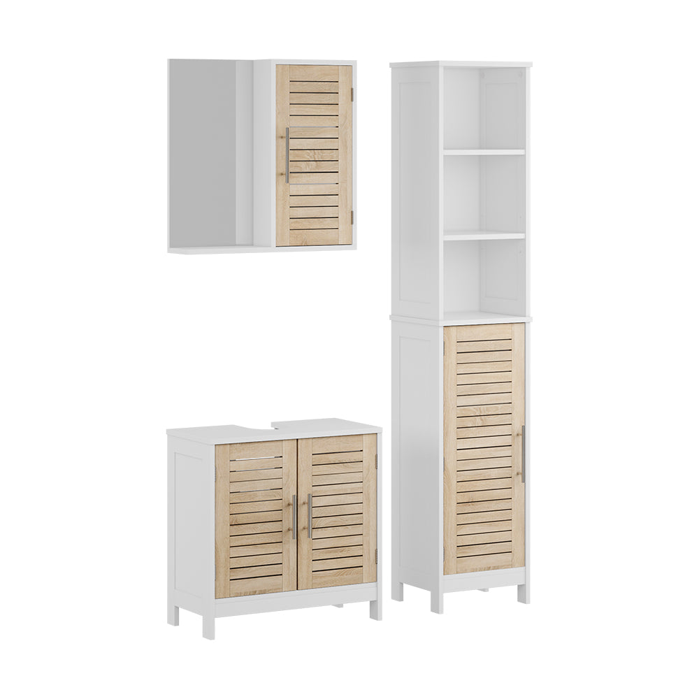 Vicco Set di mobili da bagno 3 pezzi Bianco/quercia 3 parti