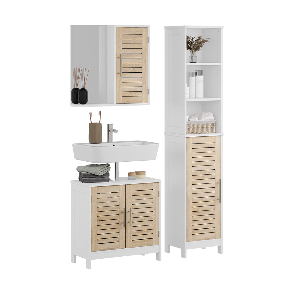 Vicco Set di mobili da bagno 3 pezzi Bianco/quercia 3 parti