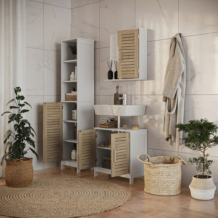 Vicco Set di mobili da bagno 3 pezzi Bianco/quercia 3 parti