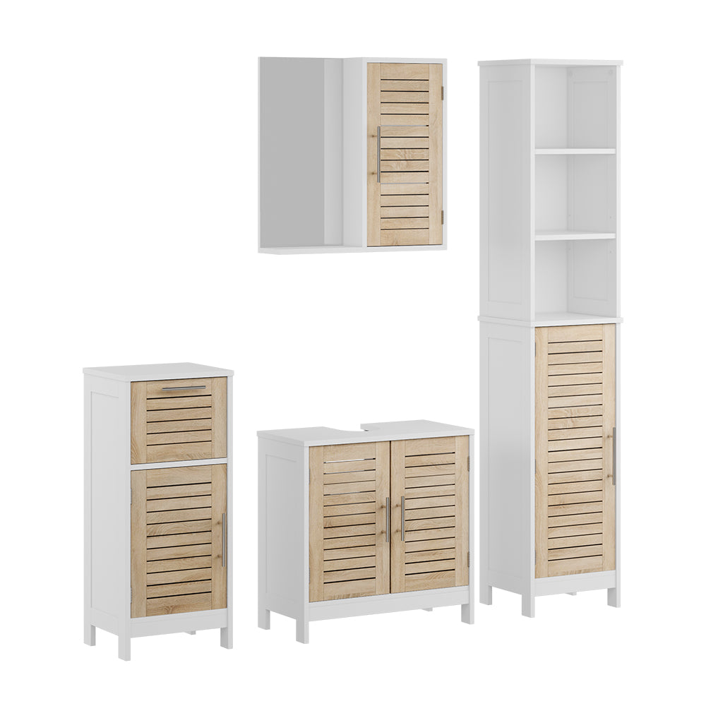 Vicco Set di mobili da bagno Bianco/quercia 4 parti