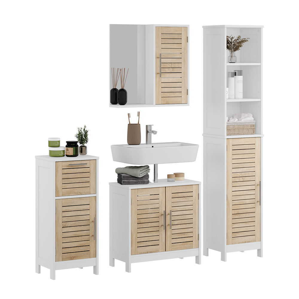 Vicco Set di mobili da bagno Bianco/quercia 4 parti