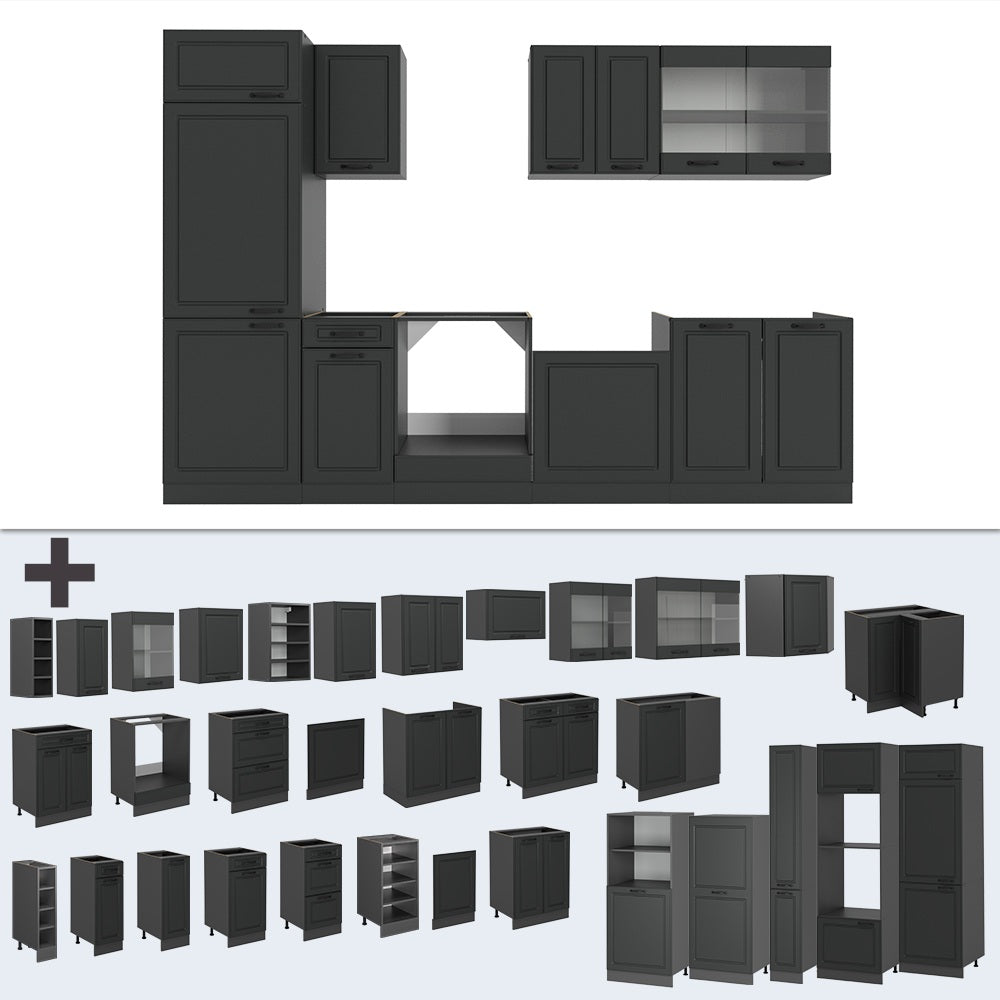 Vicco Cucina componibile Casa di campagna antracite/antracite 300 cm , PL Rovere