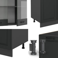 Vicco Cucina componibile Casa di campagna antracite/antracite 300 cm con armadio alto, PL Rovere