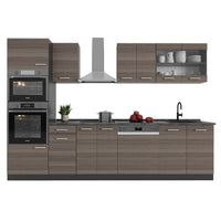 Vicco Cucina componibile Grigio nobile/antracite 300 cm con armadio alto, PL Rovere