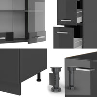 Vicco Cucina completa  Antracite lucido/antracite 350 cm , PL Rovere