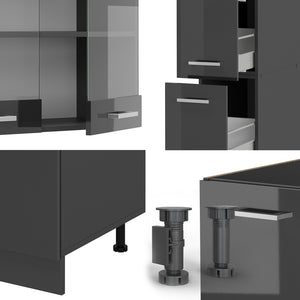 Vicco Cucina completa  Antracite lucido/antracite 350 cm , PL Rovere