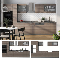 Vicco Cucina completa  Grigio nobile/antracite 350 cm , PL Rovere