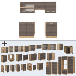 Vicco Cucina componibile Grigio nobile/rovere dorato 200 cm , PL Rovere