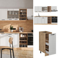 Vicco Cucina componibile Casa di campagna bianca/quercia dorata 240 cm , PL Rovere