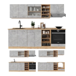 Vicco Cucina componibile Calcestruzzo/quercia dorata 240 cm , PL Rovere