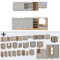 Vicco Cucina componibile Calcestruzzo/quercia dorata 240 cm , PL Rovere