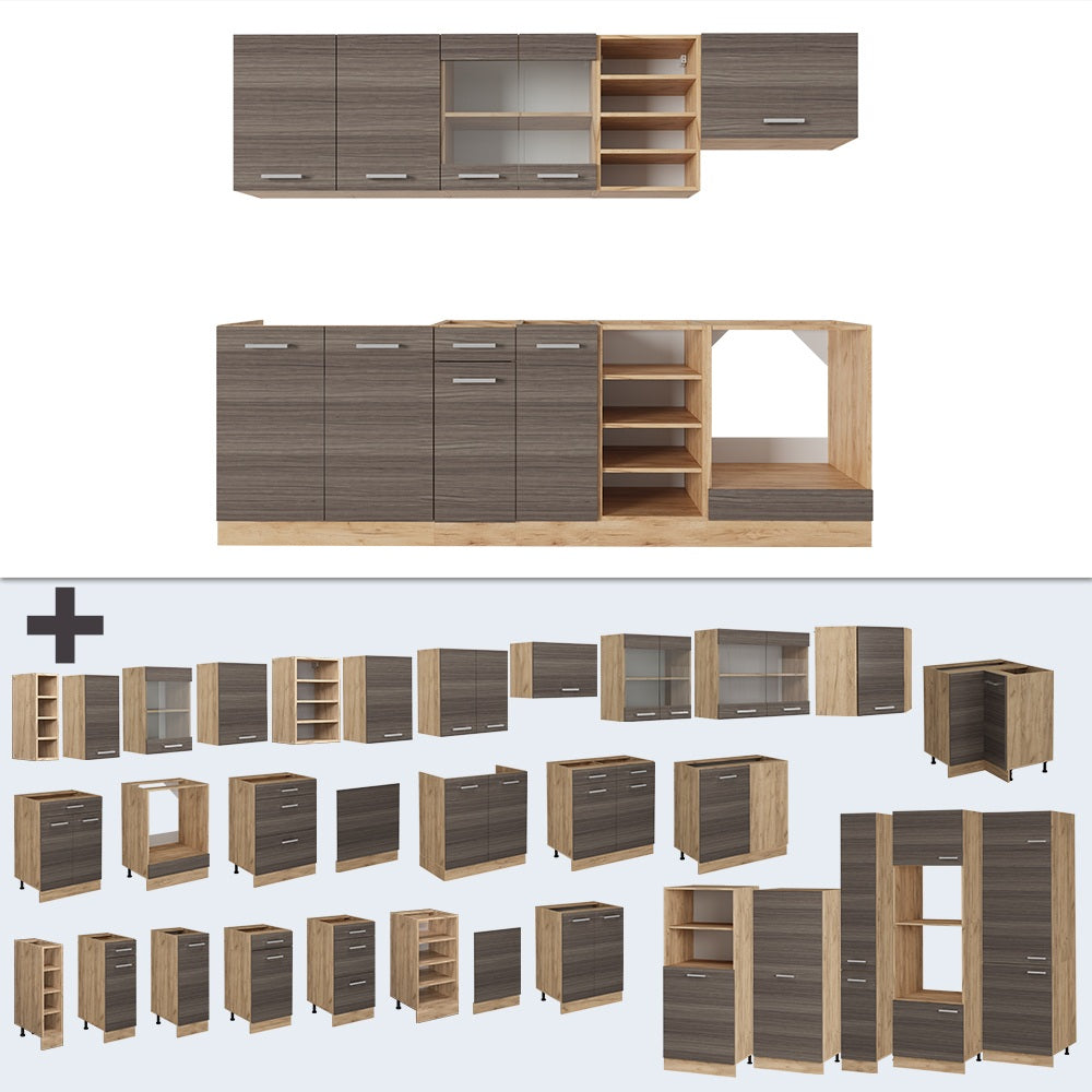 Vicco Cucina componibile Grigio nobile/rovere dorato 240 cm , PL Rovere