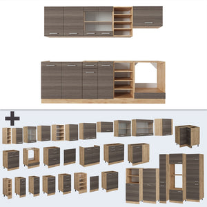 Vicco Cucina componibile Grigio nobile/rovere dorato 240 cm , PL Rovere