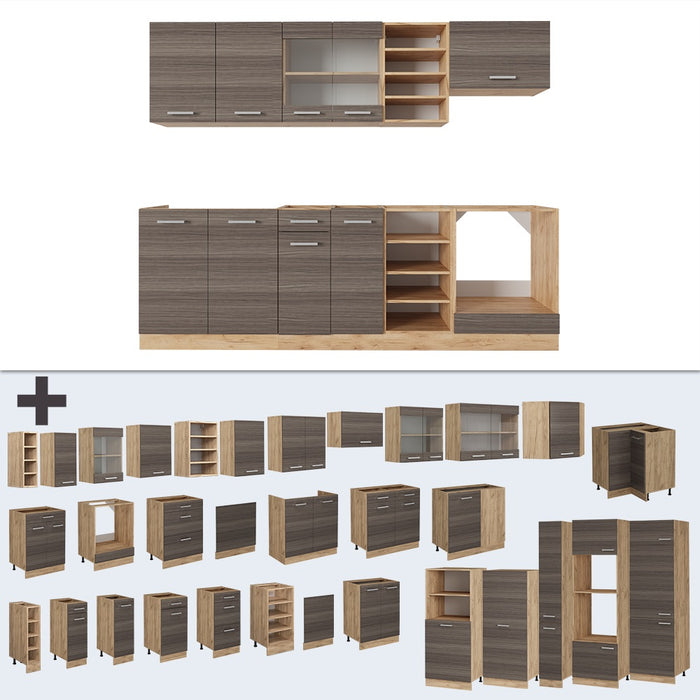 Vicco Cucina componibile Grigio nobile/rovere dorato 240 cm , PL Rovere