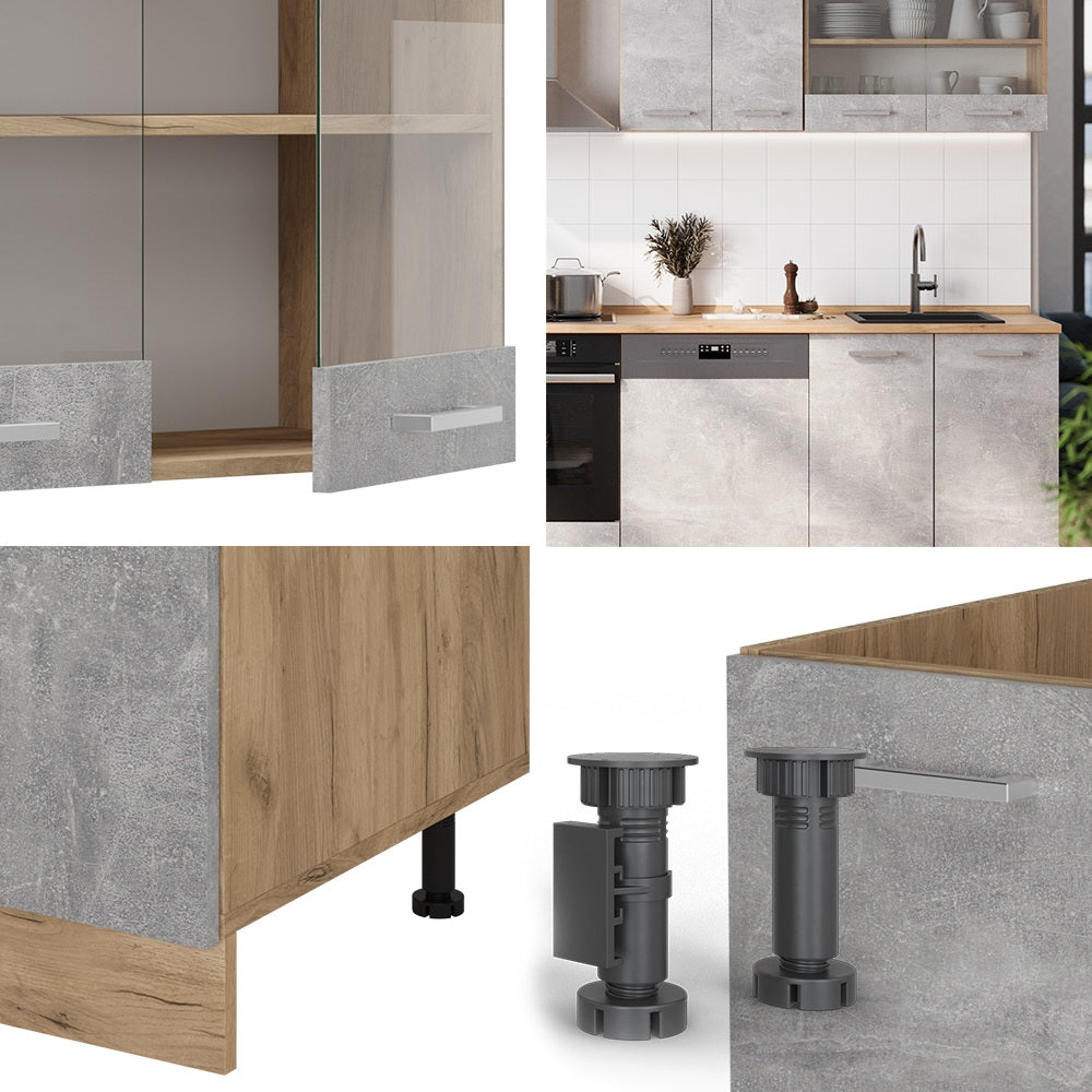 Vicco Cucina componibile Calcestruzzo/quercia dorata 300 cm , PL Rovere