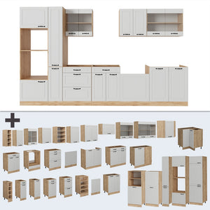 Vicco Cucina completa  Casa di campagna bianca/quercia dorata 350 cm , PL Rovere