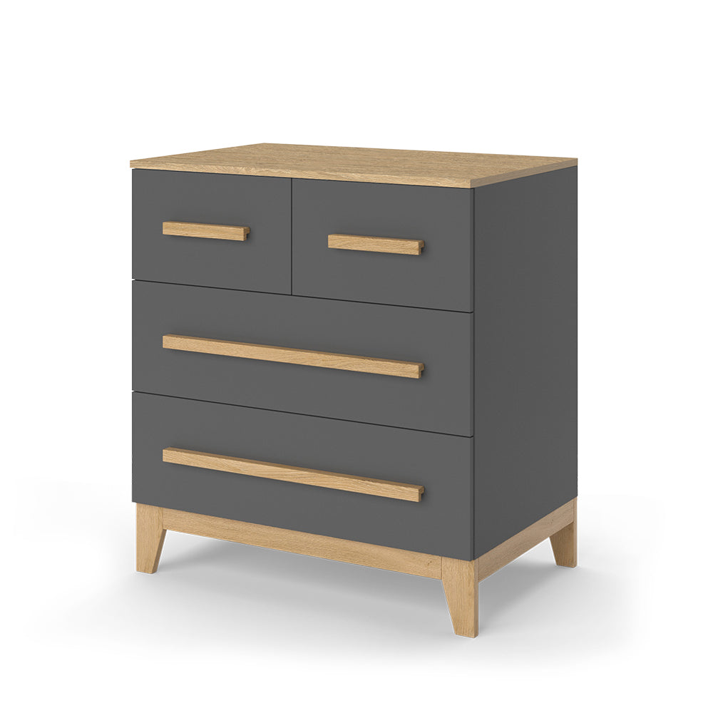 Vitalispa Cassettiera per camera da letto Grigio/quercia 80 x 88 cm con 4 cassetti