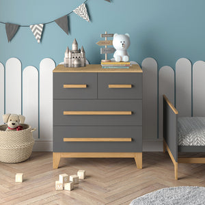 Vitalispa Cassettiera per camera da letto Grigio/quercia 80 x 88 cm con 4 cassetti