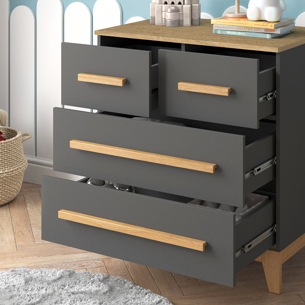Vitalispa Cassettiera per camera da letto Grigio/quercia 80 x 88 cm con 4 cassetti