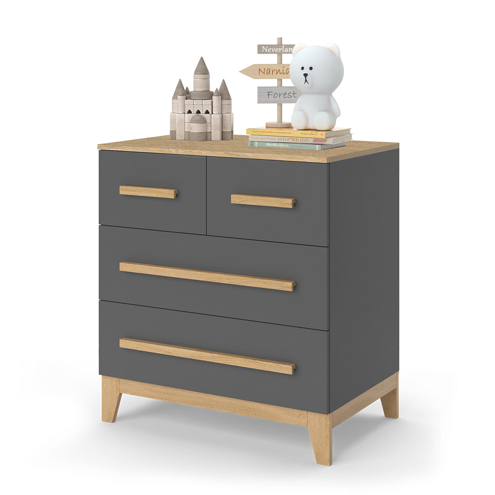 Vitalispa Cassettiera per camera da letto Grigio/quercia 80 x 88 cm con 4 cassetti