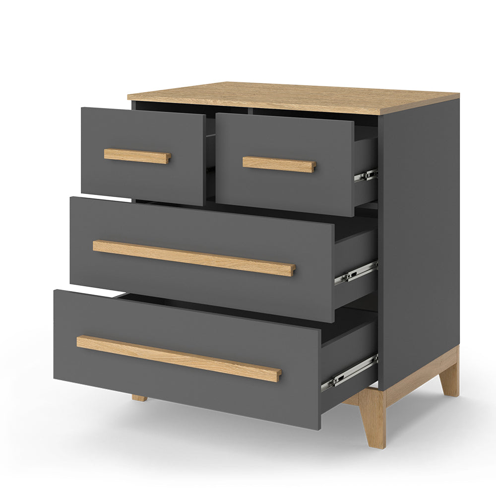 Vitalispa Cassettiera per camera da letto Grigio/quercia 80 x 88 cm con 4 cassetti
