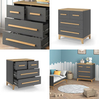 Vitalispa Cassettiera per camera da letto Grigio/quercia 80 x 88 cm con 4 cassetti