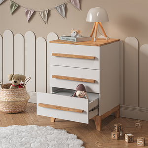 Vitalispa Cassettiera per camera da letto Bianco/Artisan 60 x 88 cm con 3 cassetti