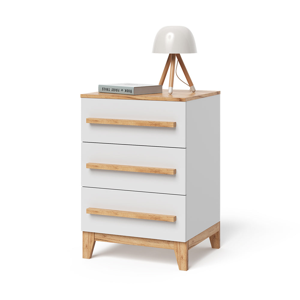 Vitalispa Cassettiera per camera da letto Bianco/Artisan 60 x 88 cm con 3 cassetti