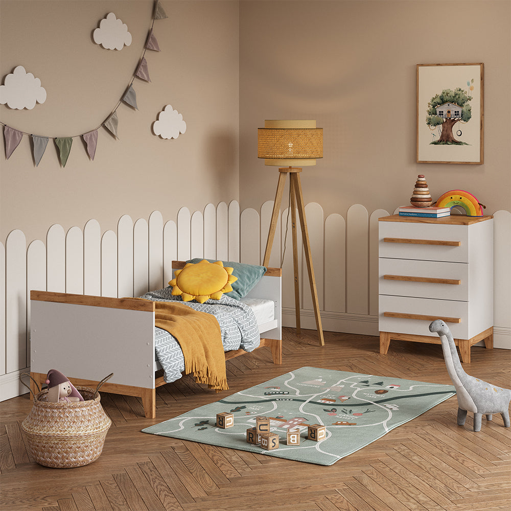 Vitalispa Cassettiera per camera da letto Bianco/Artisan 60 x 88 cm con 3 cassetti