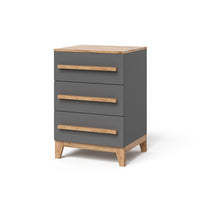 Vitalispa Cassettiera per camera da letto Grigio/Artisan 60 x 88 cm con 3 cassetti