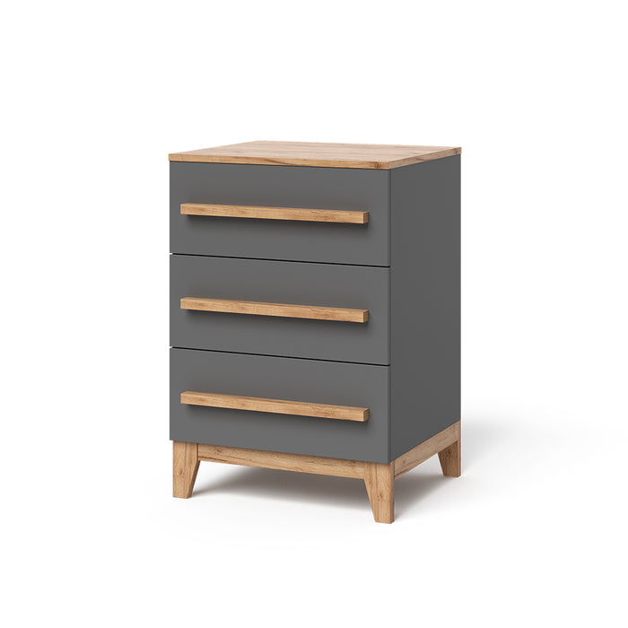 Vitalispa Cassettiera per camera da letto Grigio/Artisan 60 x 88 cm con 3 cassetti