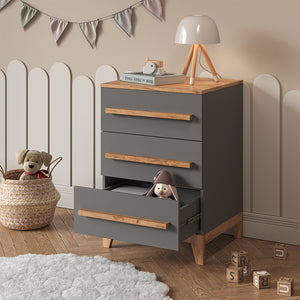 Vitalispa Cassettiera per camera da letto Grigio/Artisan 60 x 88 cm con 3 cassetti
