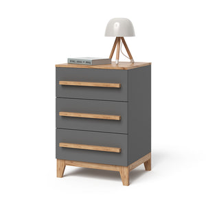 Vitalispa Cassettiera per camera da letto Grigio/Artisan 60 x 88 cm con 3 cassetti