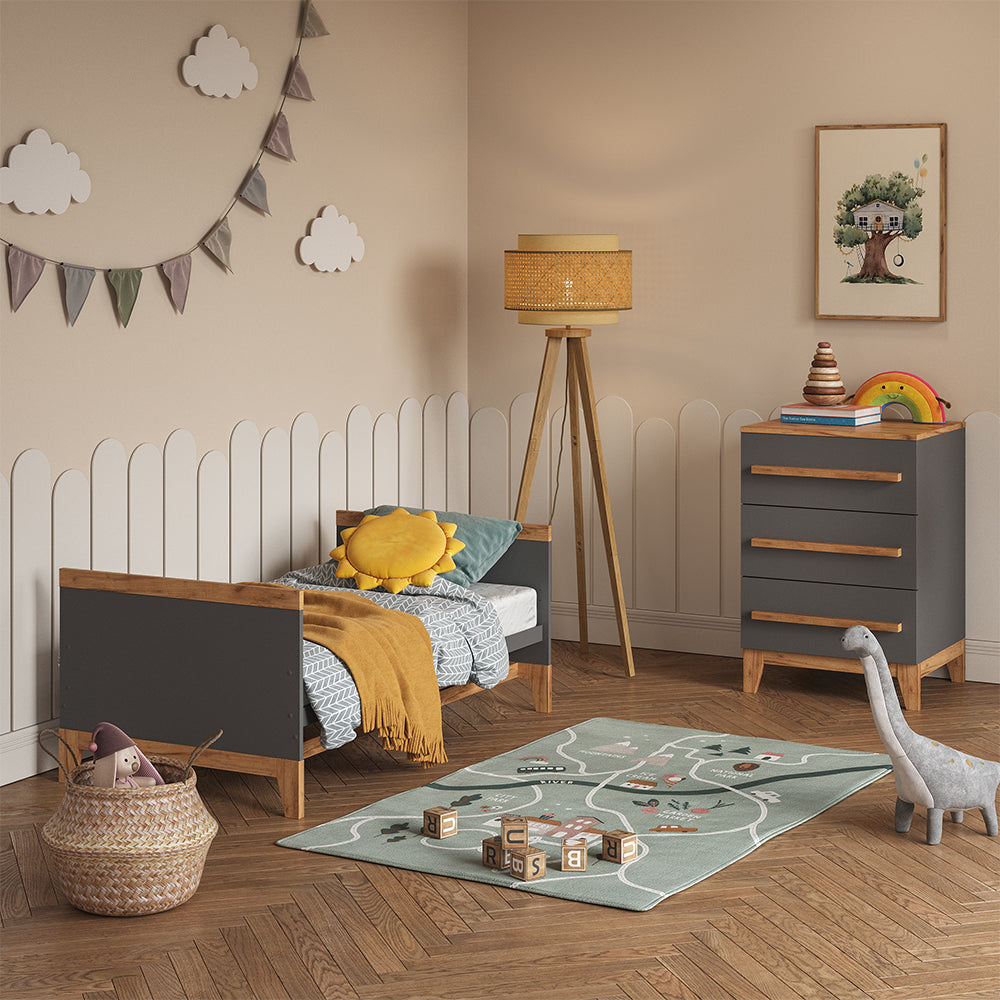 Vitalispa Cassettiera per camera da letto Grigio/Artisan 60 x 88 cm con 3 cassetti