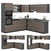 Vicco Cucina angolare completa Grigio nobile/antracite 237 x 247 cm , PL Marmo