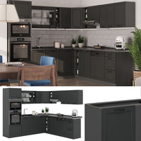 Vicco Cucina angolare completa Casa di campagna antracite/antracite 237 x 247 cm , PL Marmo