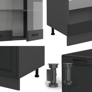 Vicco Cucina angolare completa Casa di campagna antracite/antracite 227 x 287 cm , PL Rovere