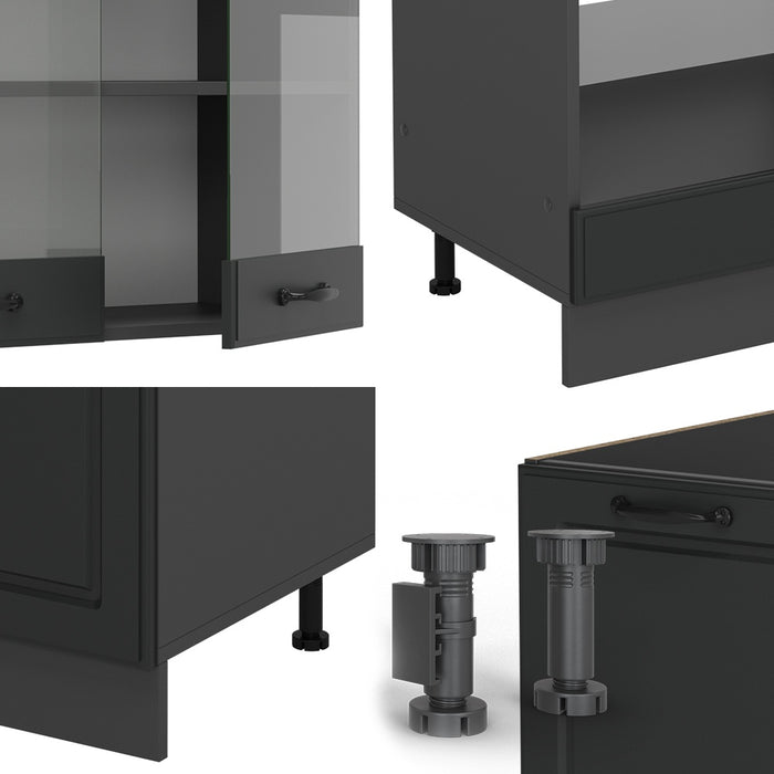 Vicco Cucina angolare completa Casa di campagna antracite/antracite 227 x 287 cm , PL Rovere