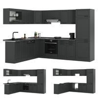 Vicco Cucina angolare completa Casa di campagna antracite/antracite 227 x 287 cm , PL Rovere