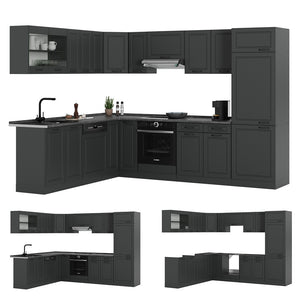Vicco Cucina angolare completa Casa di campagna antracite/antracite 227 x 287 cm , PL Rovere