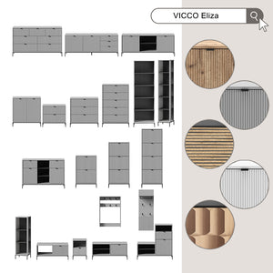 Vicco Armadio da ingresso Quercia vichinga 60 x 92 cm Set, 2 parti