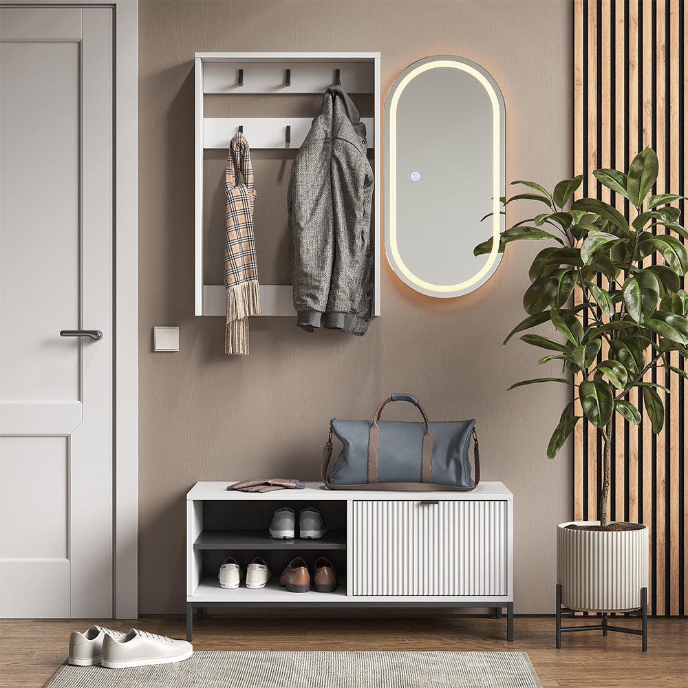 Vicco Armadio da ingresso Bianco 100 x 45 cm Set, 3 parti