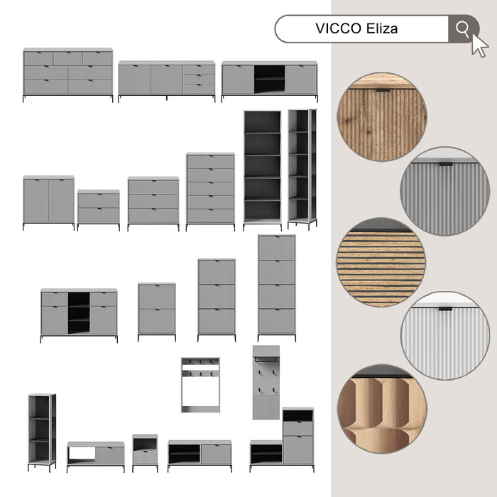 Vicco Armadio da ingresso Bianco 100 x 45 cm Set, 3 parti