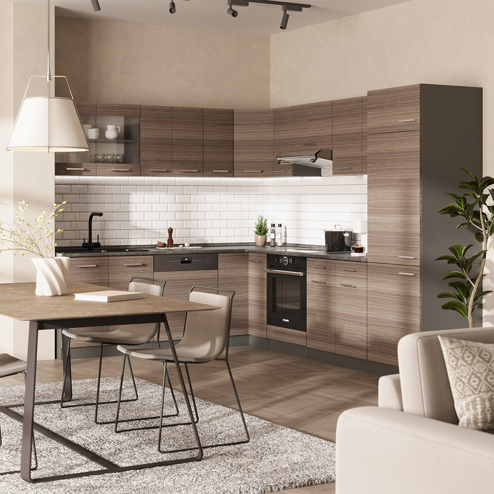 Vicco Cucina angolare completa Grigio nobile/antracite 227 x 287 cm , PL Rovere