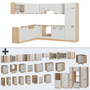 Vicco Cucina angolare completa Casa di campagna bianca/quercia dorata 227 x 287 cm , PL Rovere
