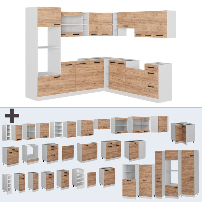 Vicco Cucina angolare completa Quercia dorata/bianco 237 x 247 cm PT Rovere